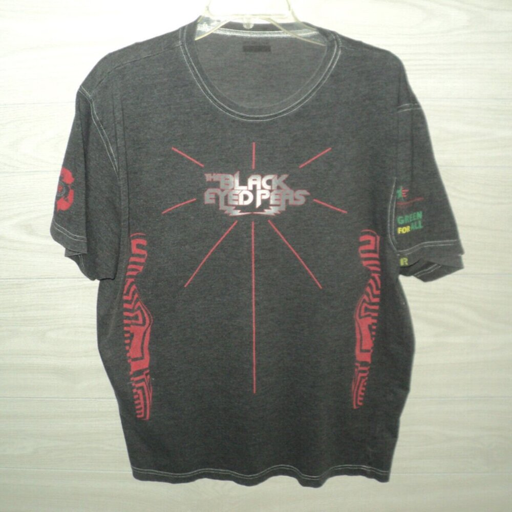 Black Eyed Peas T-Shirt Men's Sz XL Gray Short Slv Rethink Reuse Recycle Defect